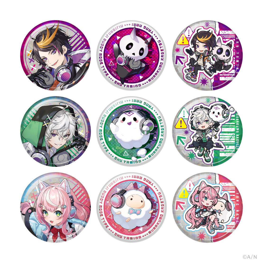 【NIJISANJI Buddy Mode Type：Shu, Kagetsu & Nari】ランダムホログラム缶バッジ