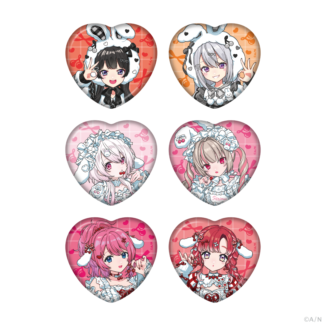【Cherry Cherish】ランダムハート型缶バッジ