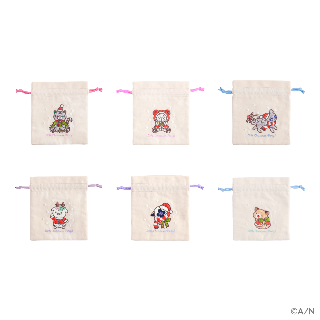 【りとるくりすますぱーてぃー！】刺繍巾着【にじりとる】