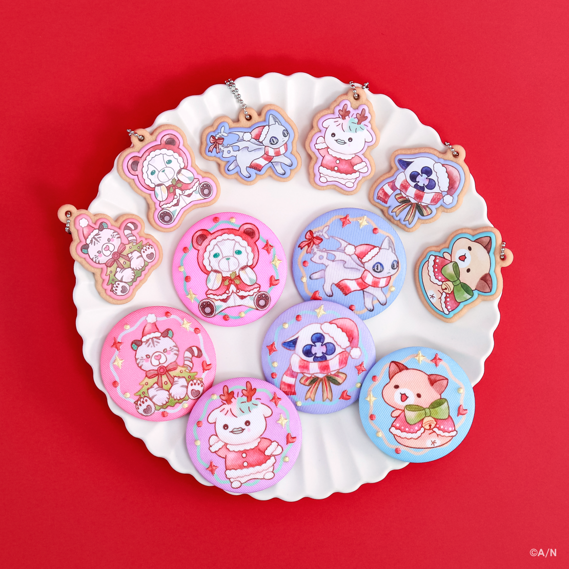 【りとるくりすますぱーてぃー！】刺繍入り缶バッジ【にじりとる】