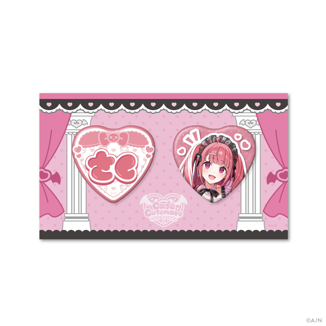 【Café Cutemare】ハート型缶バッジ2個セット
