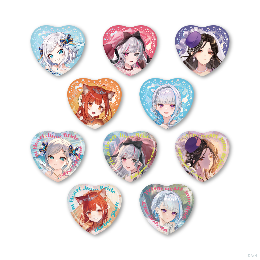 【Prism Heart June Bride】ランダムハート型缶バッジ Bグループ
