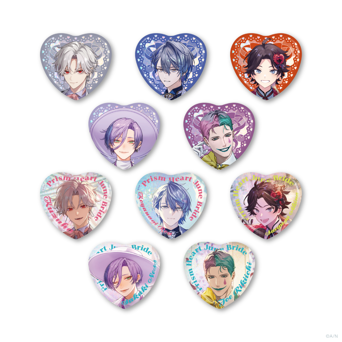 【Prism Heart June Bride】ランダムハート型缶バッジ Aグループ